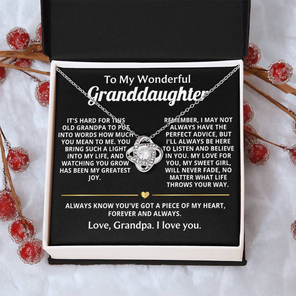 To My Wonderful Granddaughter, You mean the world to this grandpa.