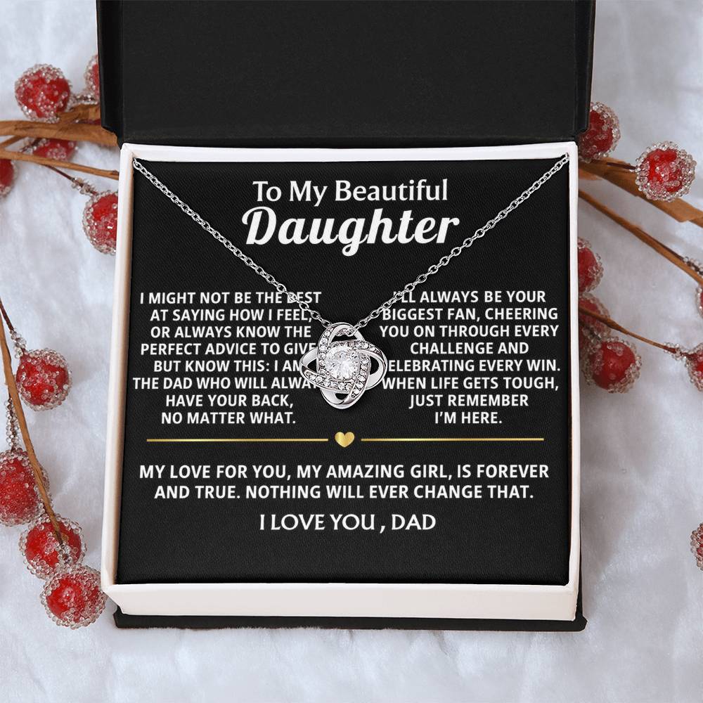 To My Daughter Love Knot Necklace -  I'll always have your back