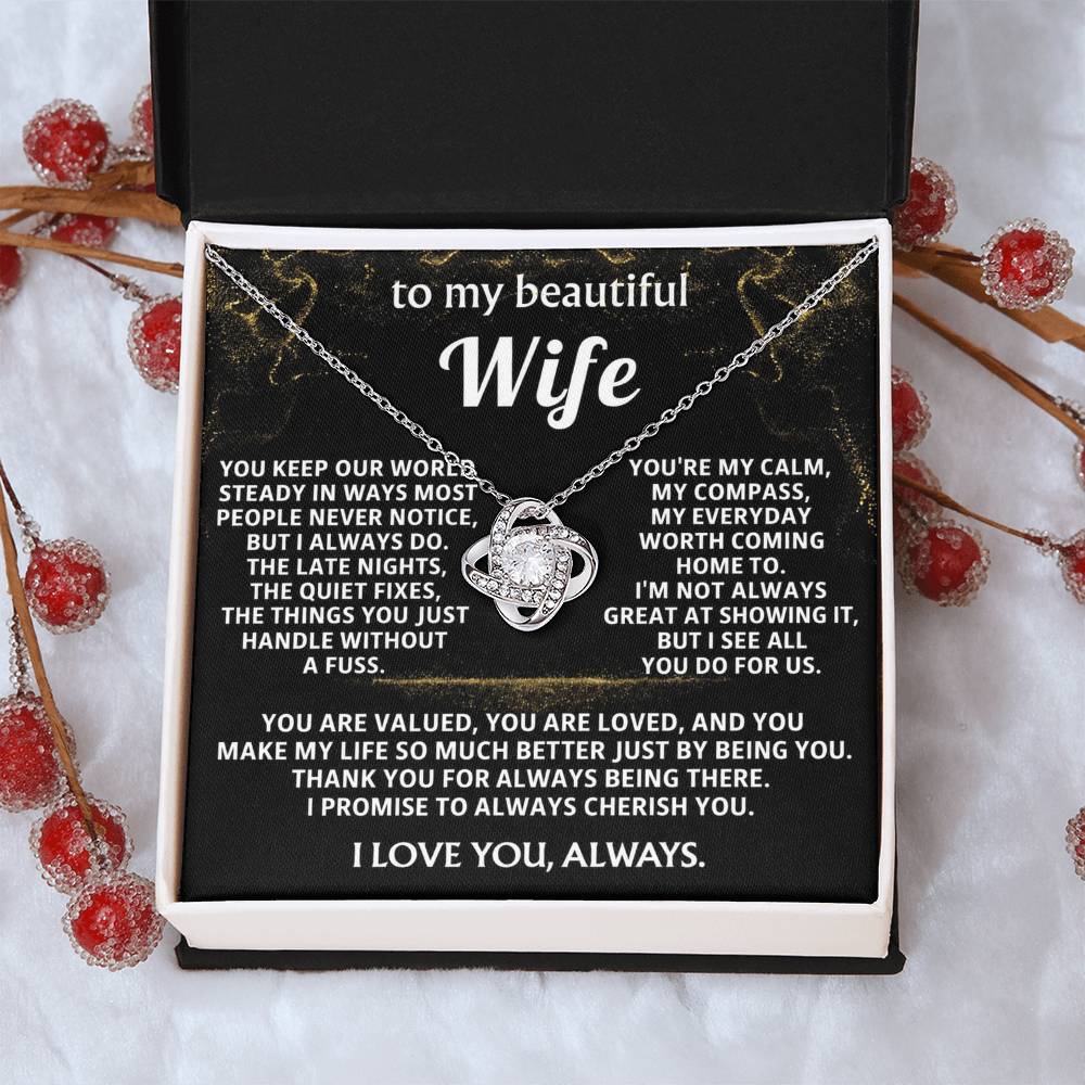 To My Wife Love Knot Necklace -You are My Love.