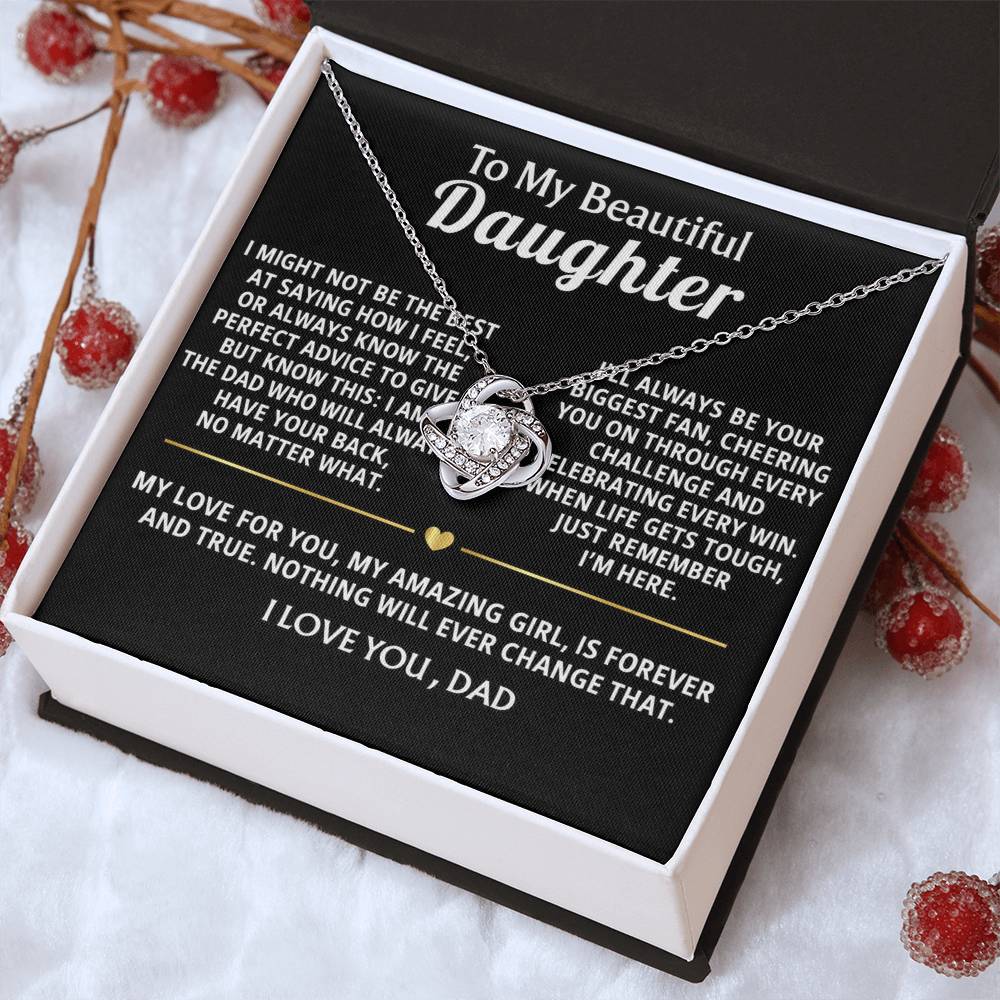 To My Daughter Love Knot Necklace -  I'll always have your back