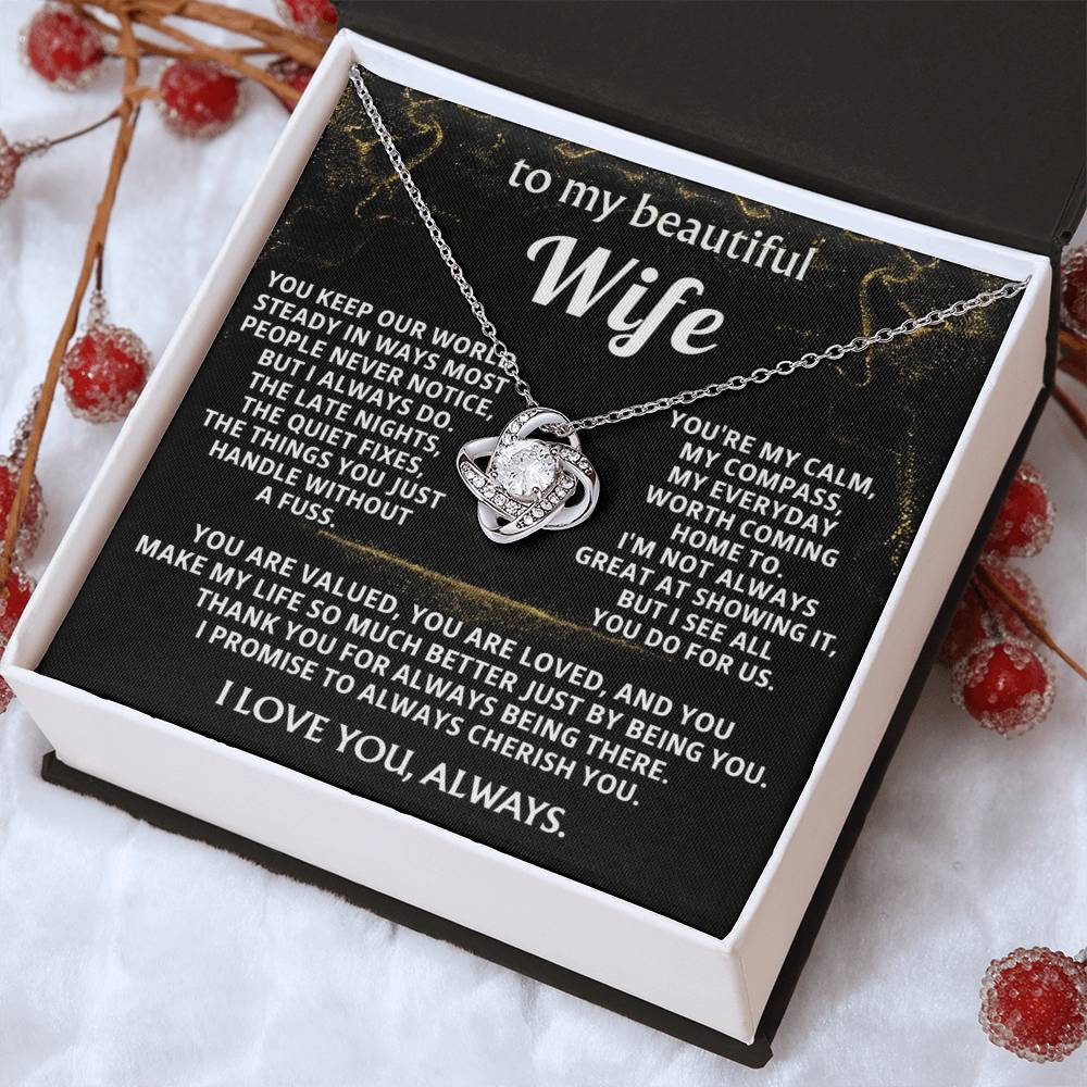 To My Wife Love Knot Necklace -You are My Love.