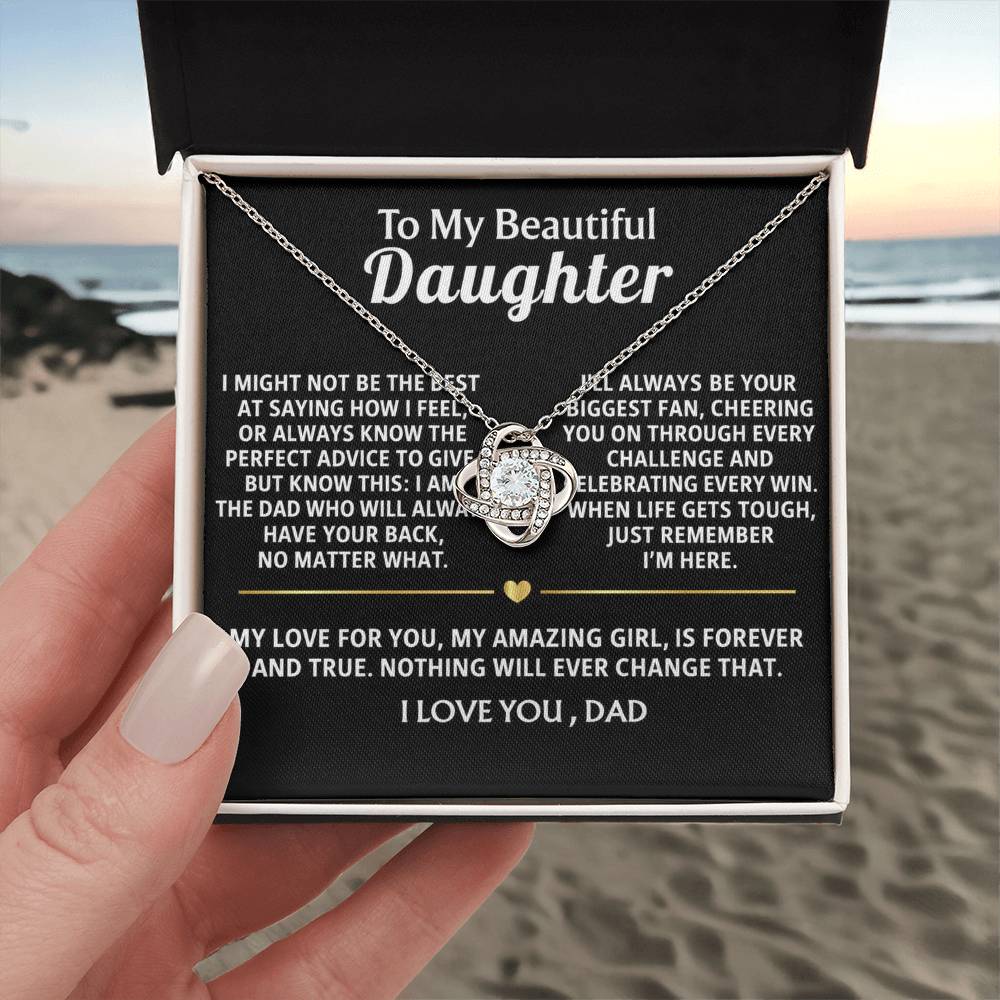 To My Daughter Love Knot Necklace -  I'll always have your back