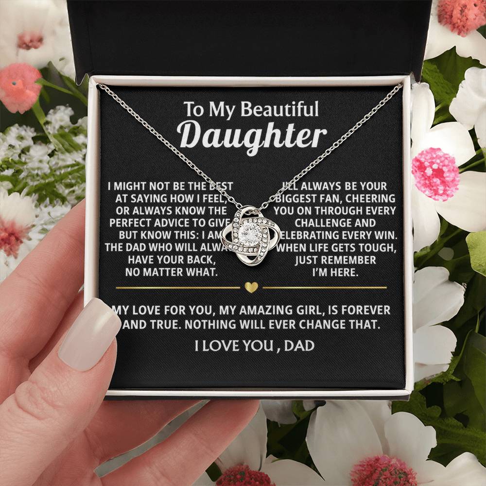 To My Daughter Love Knot Necklace -  I'll always have your back