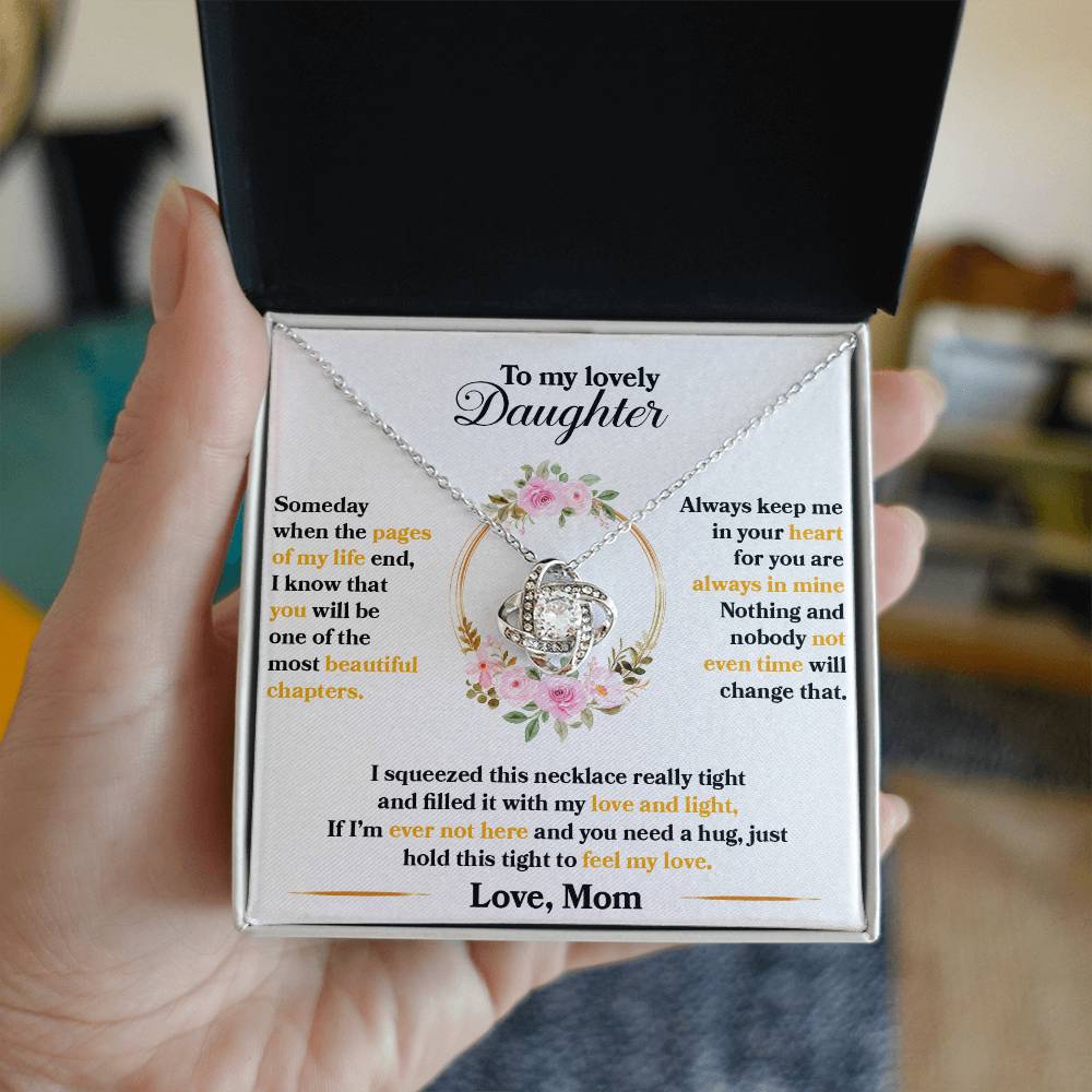 Daughter When The Pages of My Life End Love Knot Necklace-[Heartfelt Family Gift]