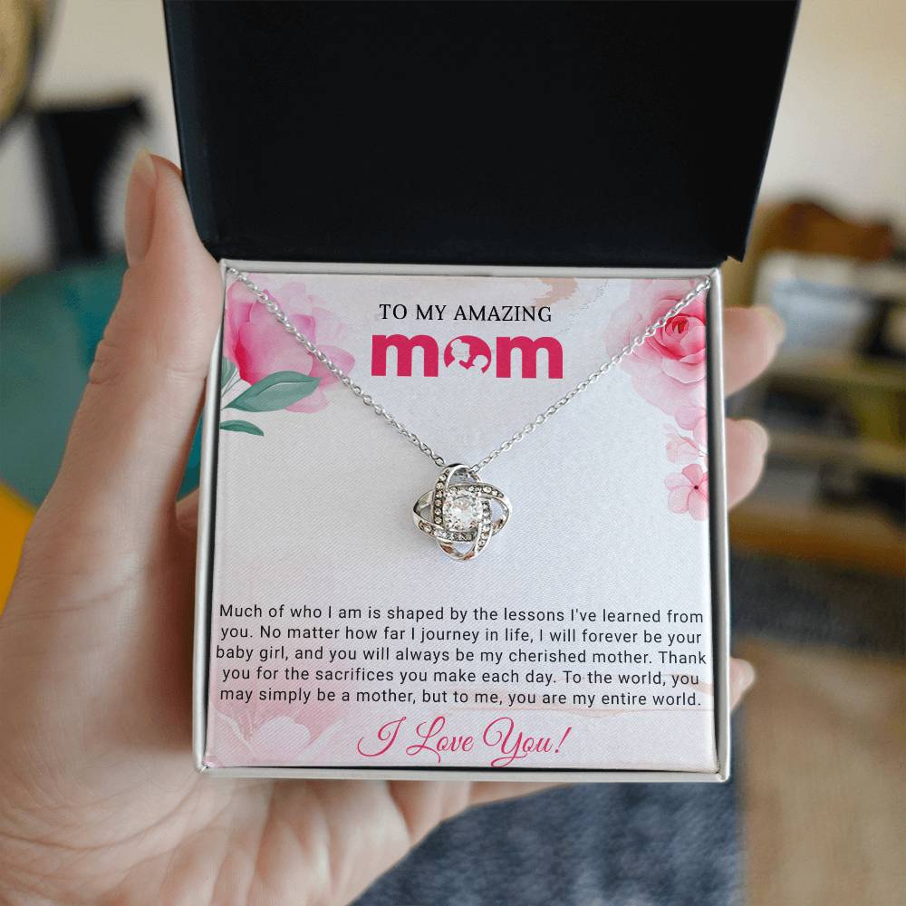 To My Amazing Mom Love Knot Necklace Gift