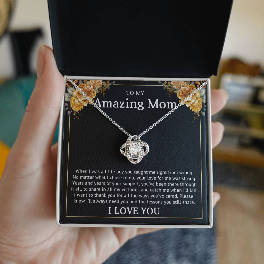 Mom from Daughter Love Knot Necklace Gift
