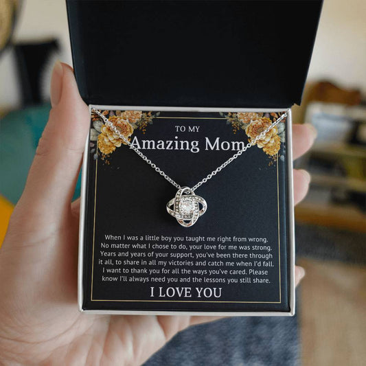 Mom from Daughter Love Knot Necklace Gift