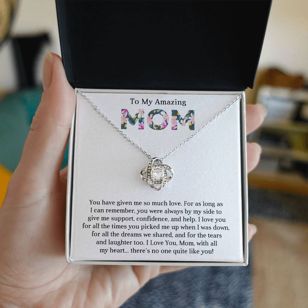 To My Amazing Mom Love Knot Necklace Gift