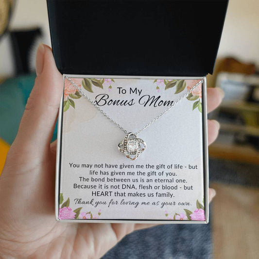 To My Bonus Mom Knot Necklace Gift from Stepdaughter