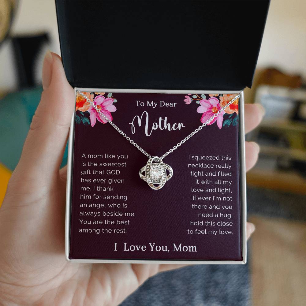 To My Mother Love Knot Necklace Gift