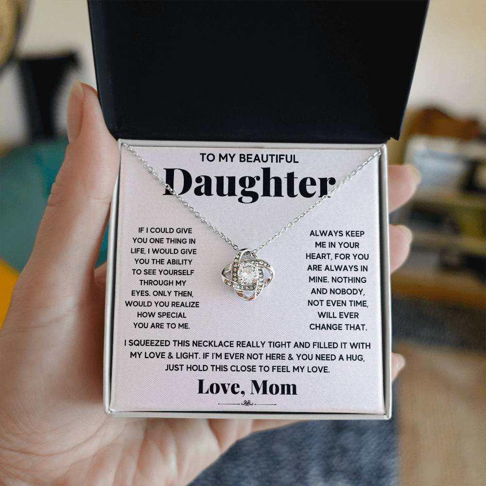 Daughter My Everything Love Knot Necklace-[Heartfelt Family Gift]