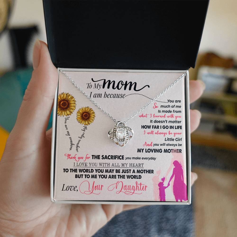 Mom You Are My Sunshine Love Knot Necklace-[Heartfelt Family Gift]