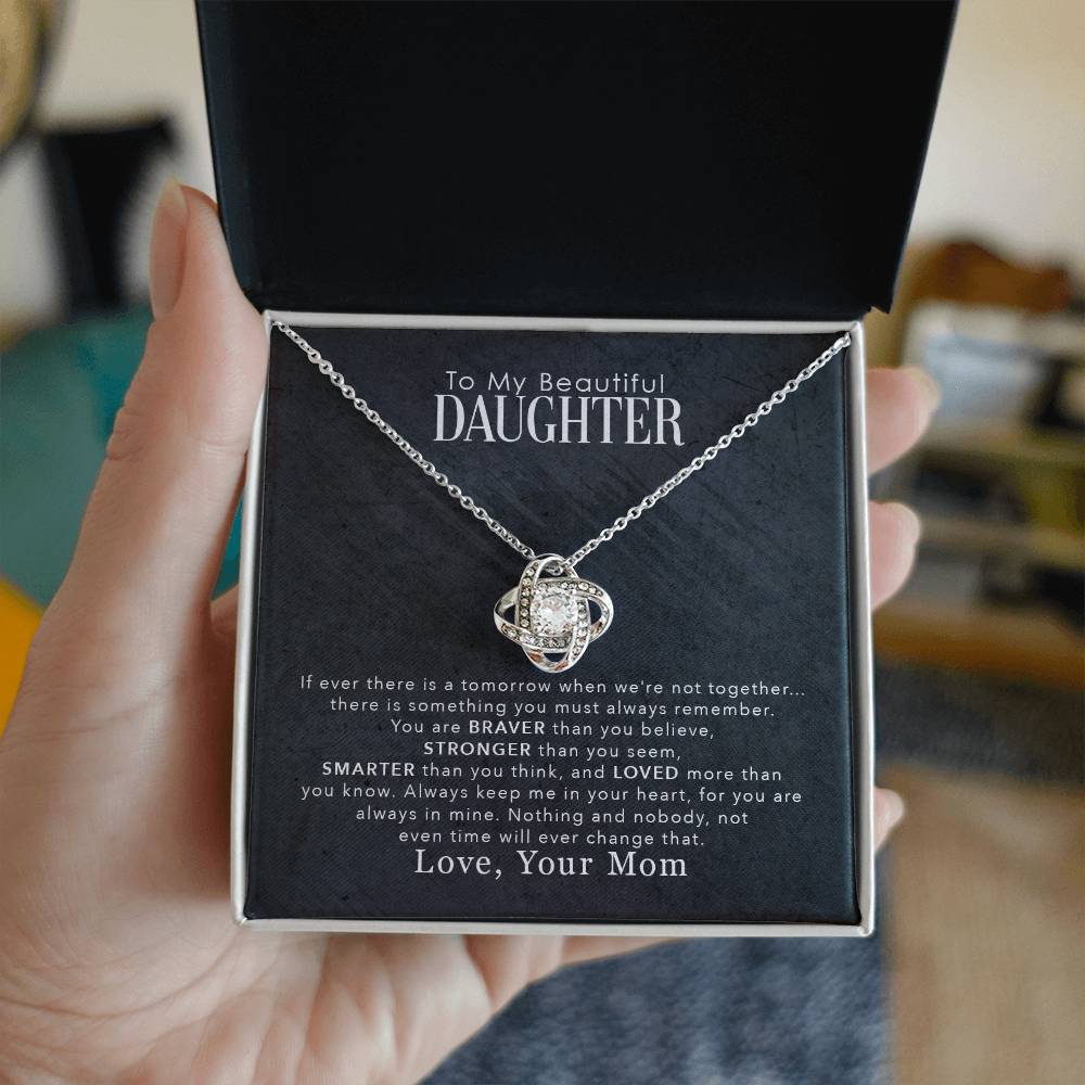 Daughter Love You More Than You Know Love Knot Necklace-[Heartfelt Family Gift]
