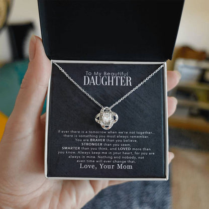 Daughter Love You More Than You Know Love Knot Necklace-[Heartfelt Family Gift]