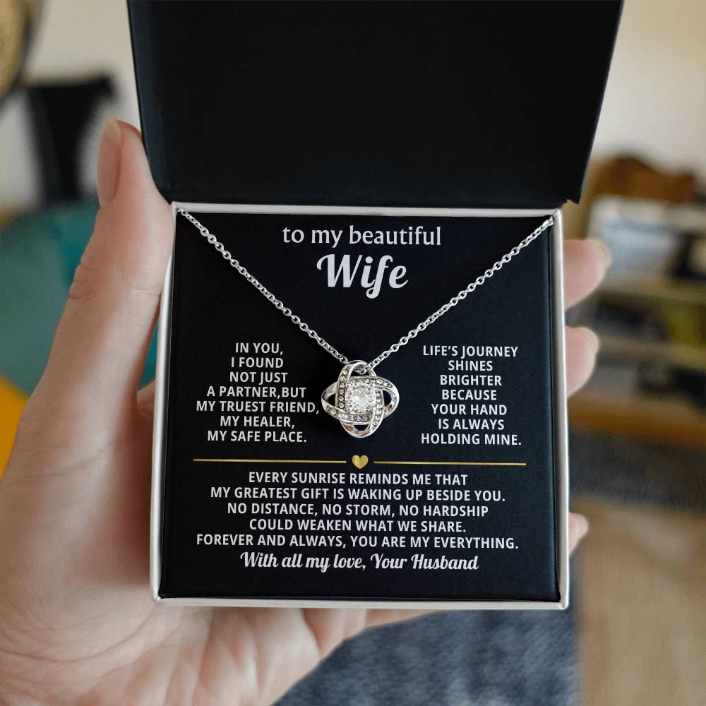 To My Beautiful Wife Love Knot Necklace