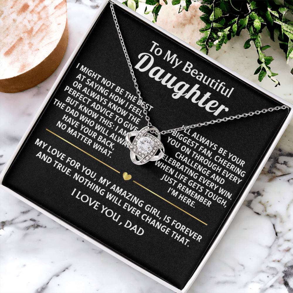 To My Daughter Love Knot Necklace -  I'll always have your back