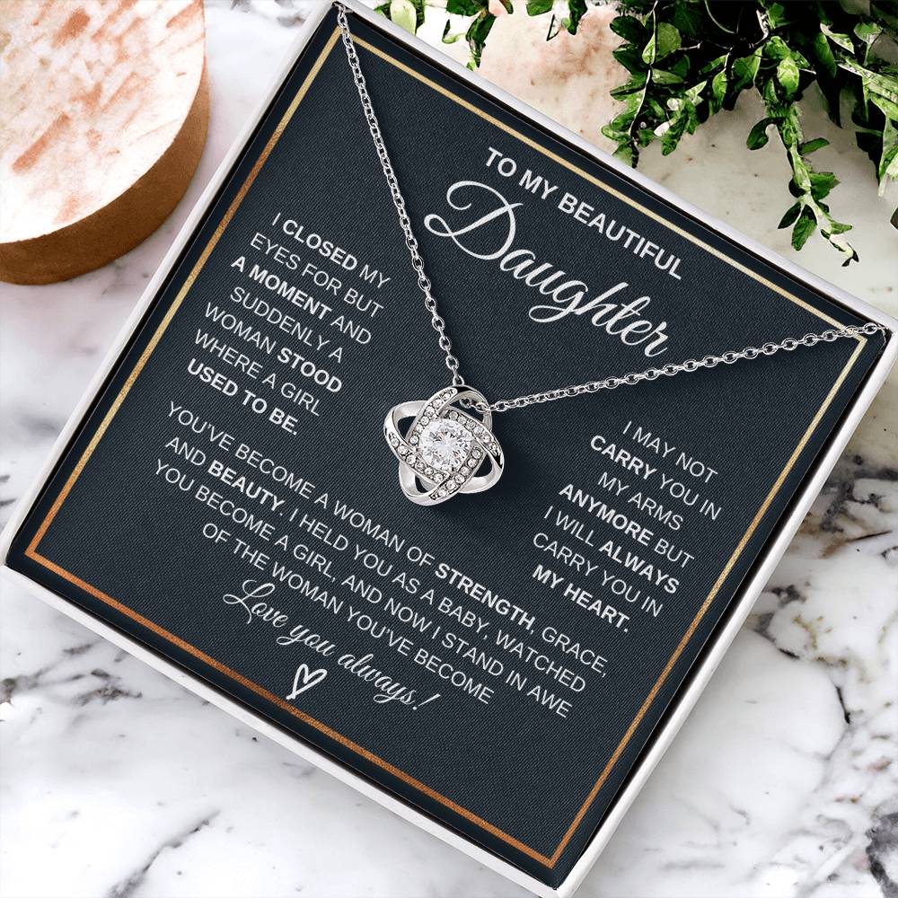To My Daughter Love Knot Necklace