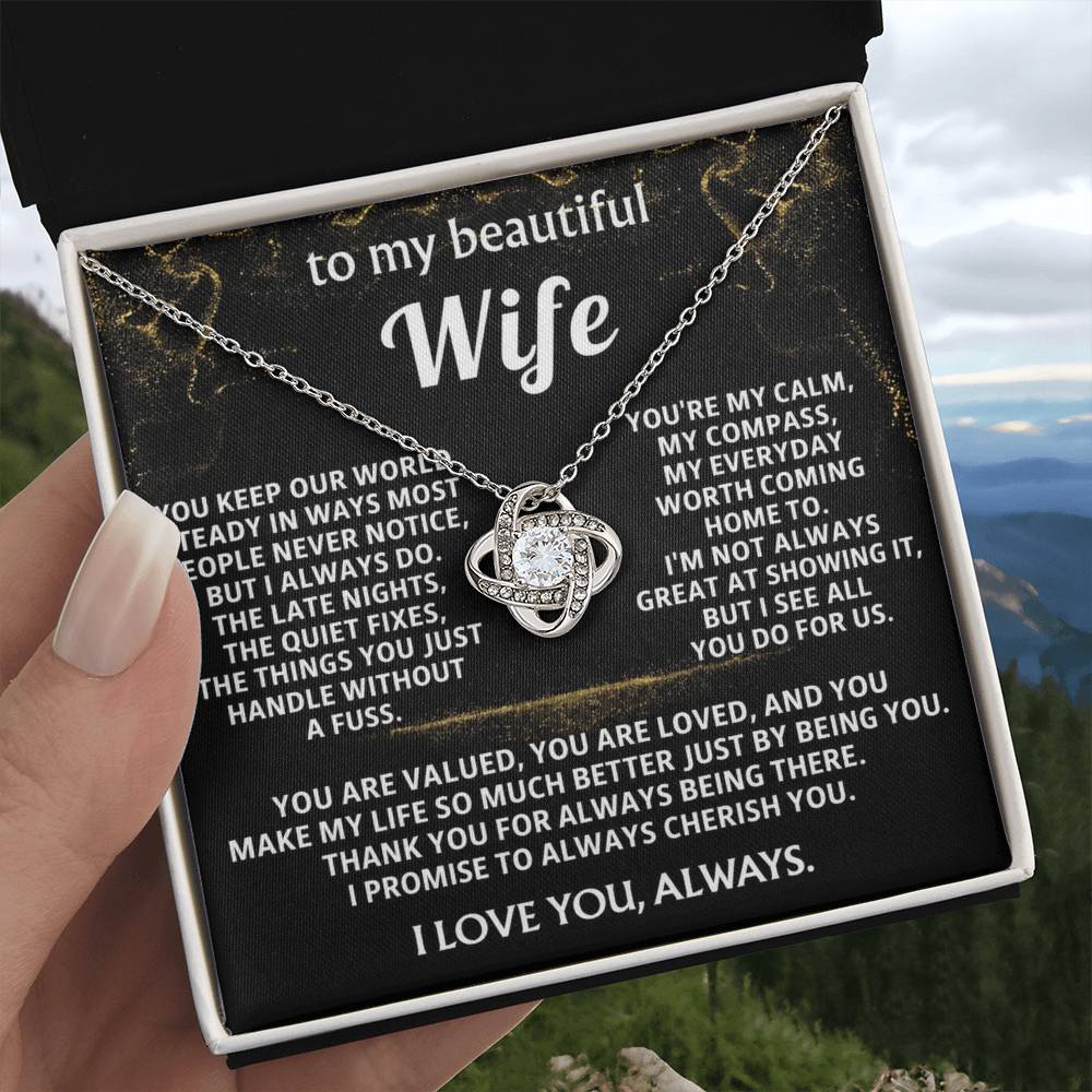 To My Wife Love Knot Necklace -You are My Love.