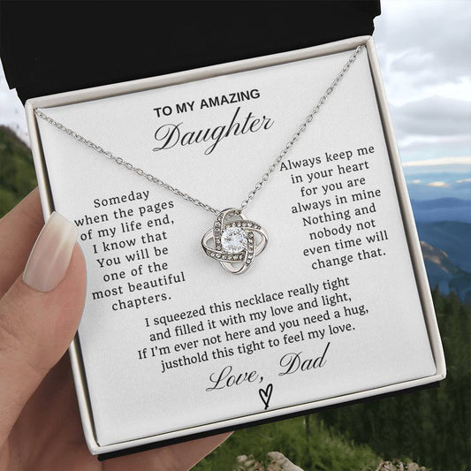 To My Daughter Love Knot Necklace