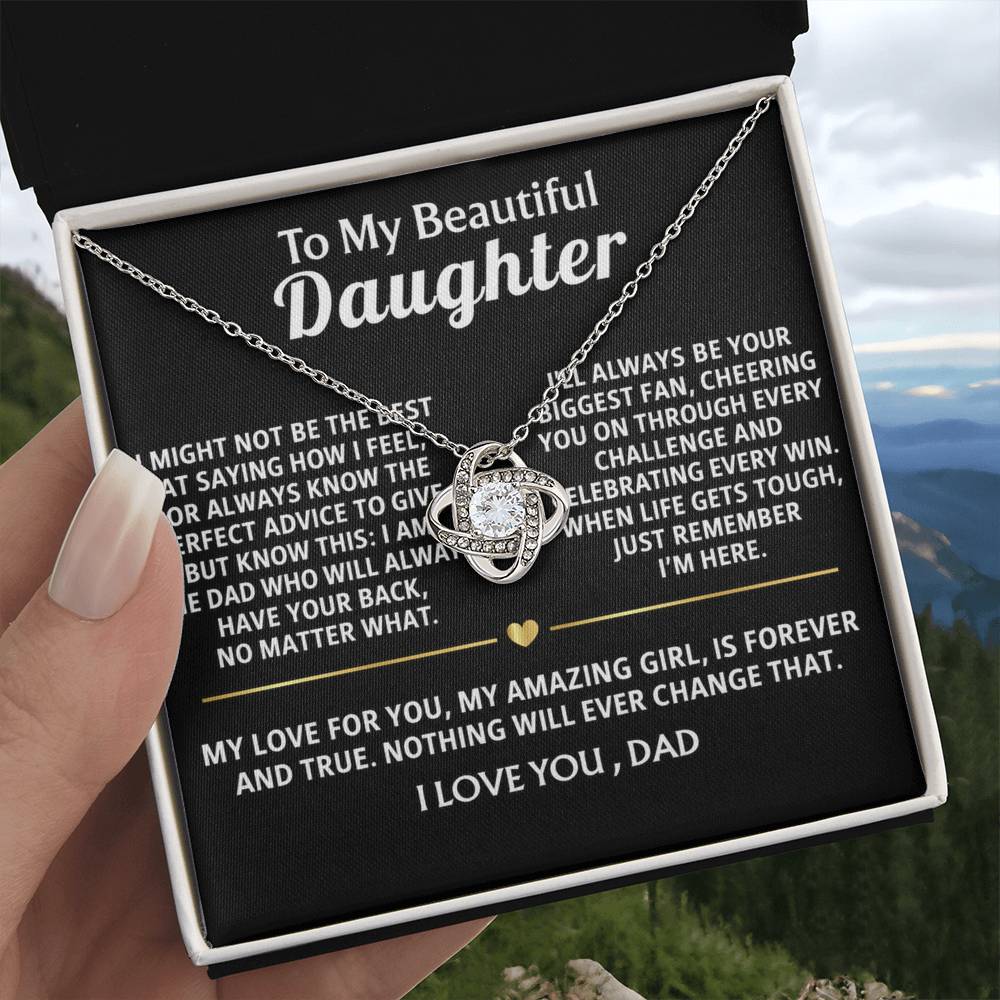 To My Daughter Love Knot Necklace -  I'll always have your back
