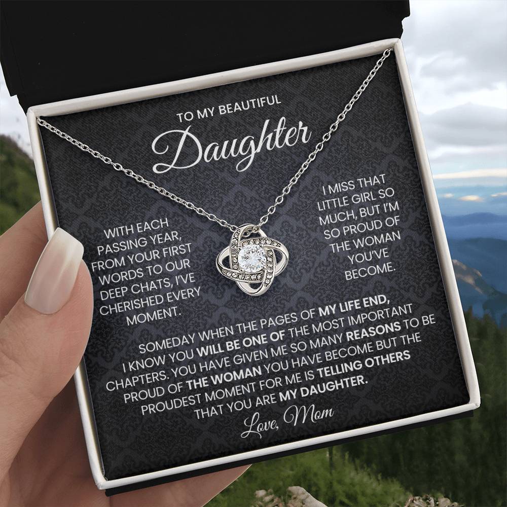 Daughter Love Knot Necklace Gift