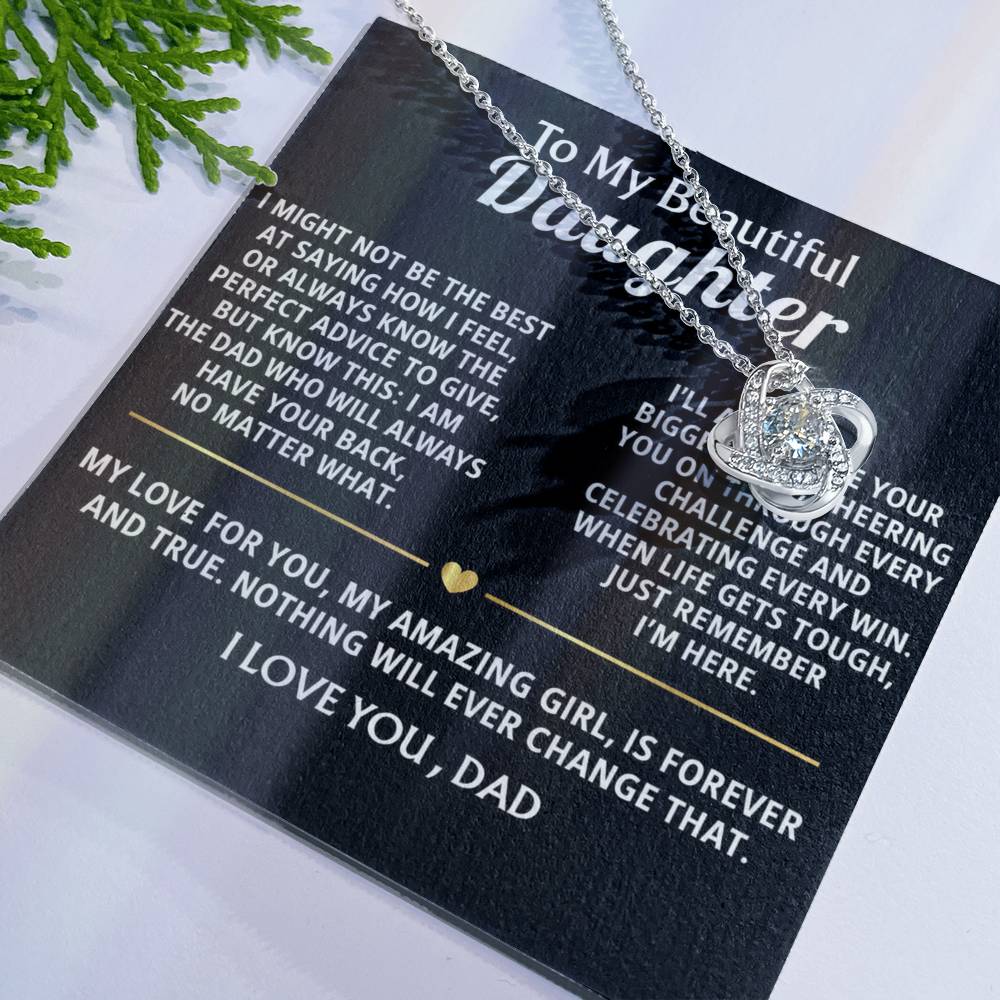 To My Daughter Love Knot Necklace -  I'll always have your back