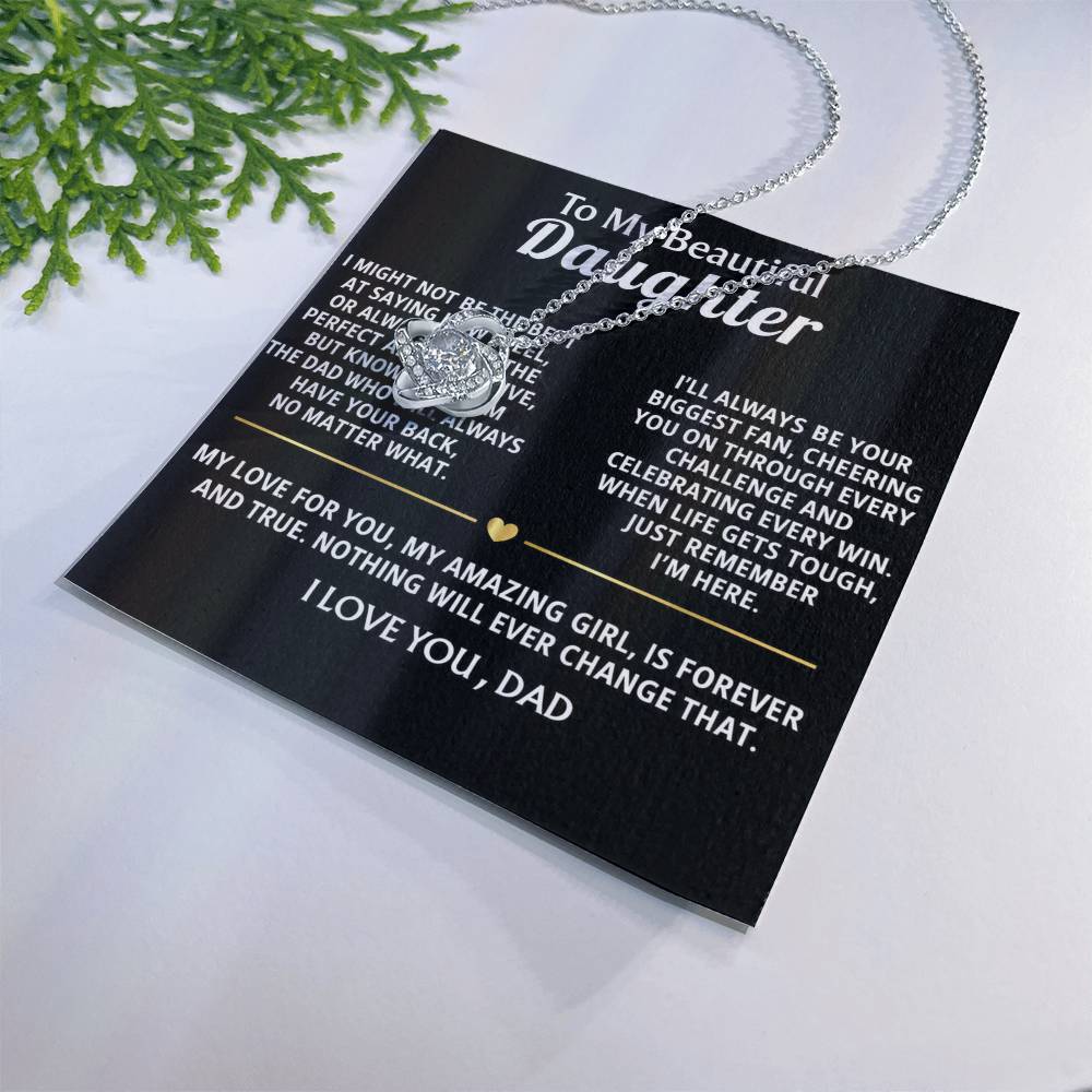 To My Daughter Love Knot Necklace -  I'll always have your back