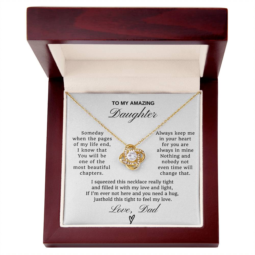 To My Daughter Love Knot Necklace