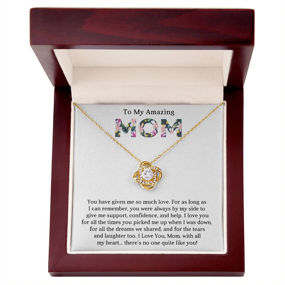 To My Amazing Mom Love Knot Necklace Gift