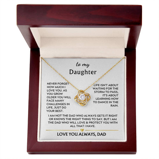 To Daughter from Dad Love Knot Necklace Gift