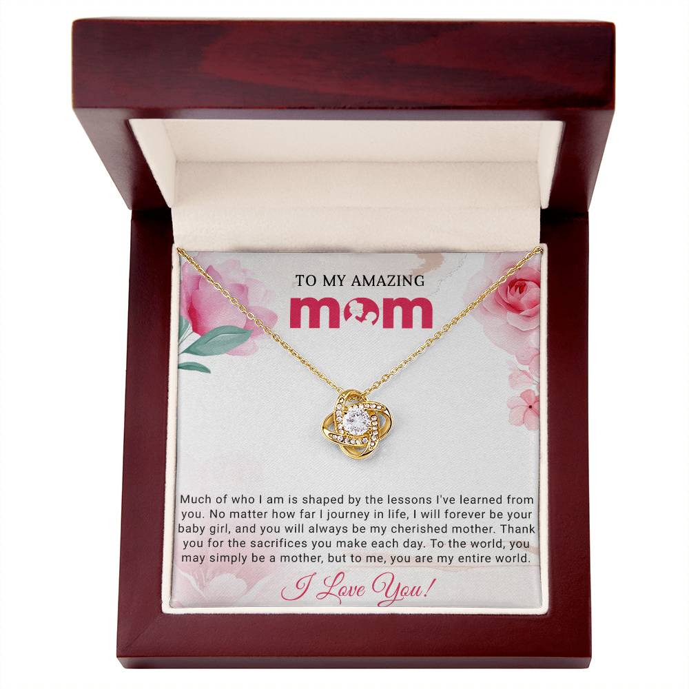 To My Amazing Mom Love Knot Necklace Gift