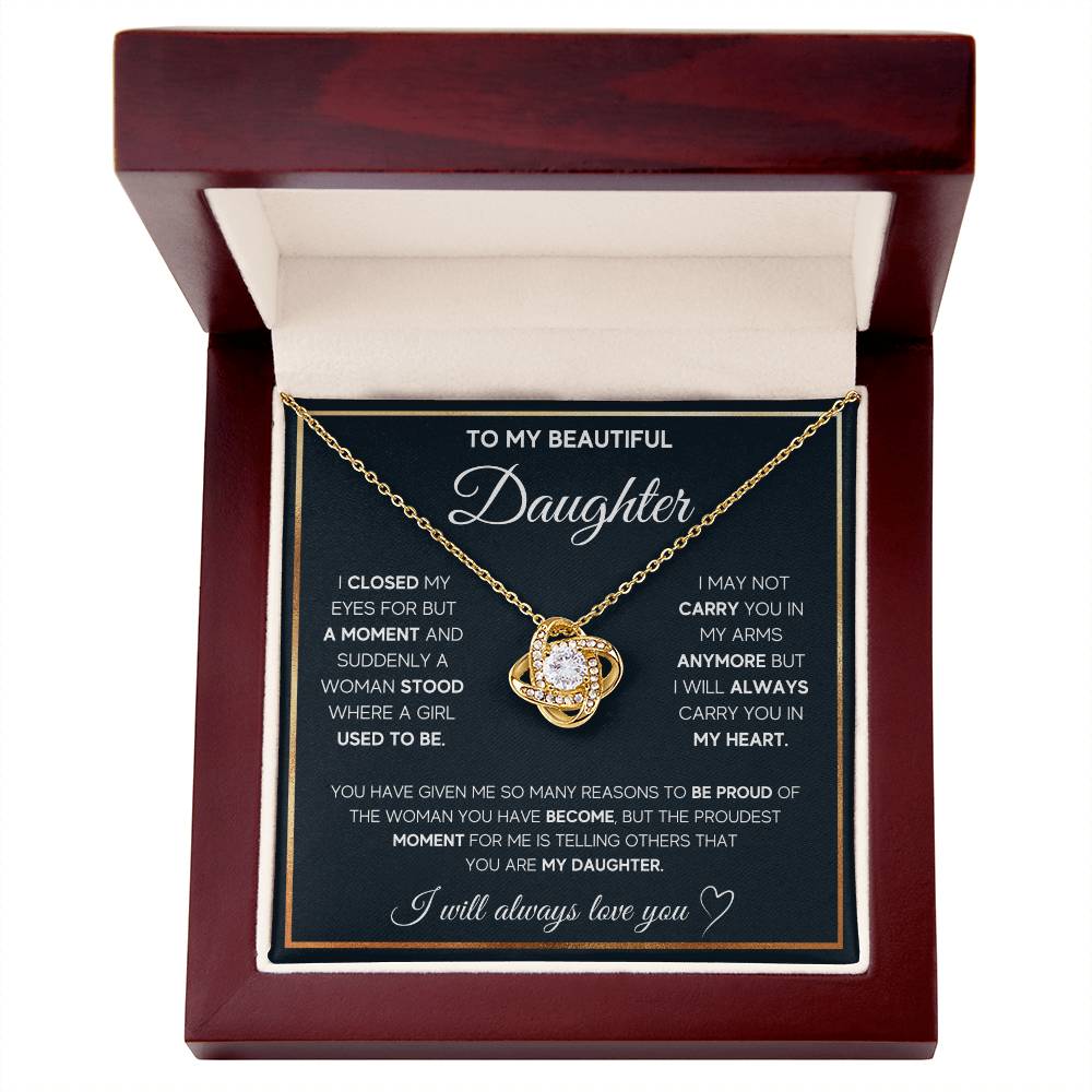 To My Daughter Proud Love Knot Necklace-[Heartfelt Family Gift]