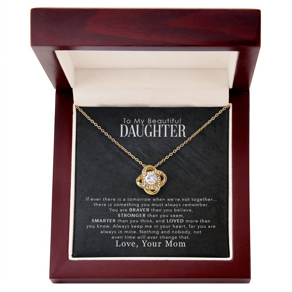Daughter Love You More Than You Know Love Knot Necklace-[Heartfelt Family Gift]