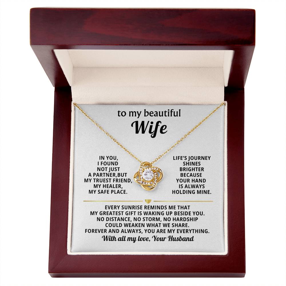 To My Beautiful Wife Love Knot Necklace