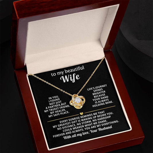 To My Beautiful Wife Love Knot Necklace