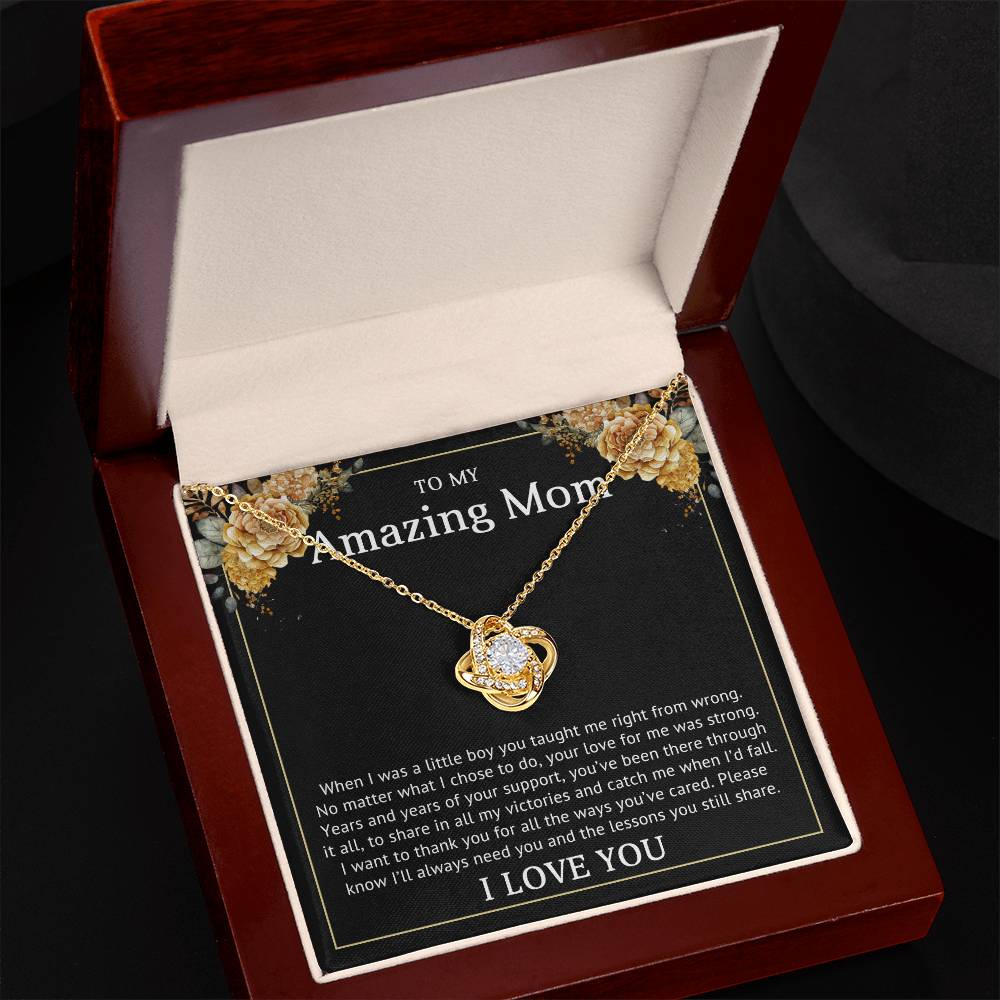 Mom from Daughter Love Knot Necklace Gift