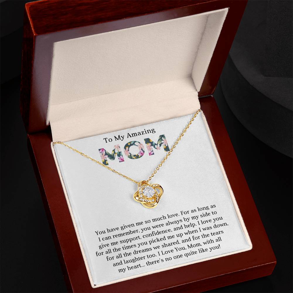 To My Amazing Mom Love Knot Necklace Gift