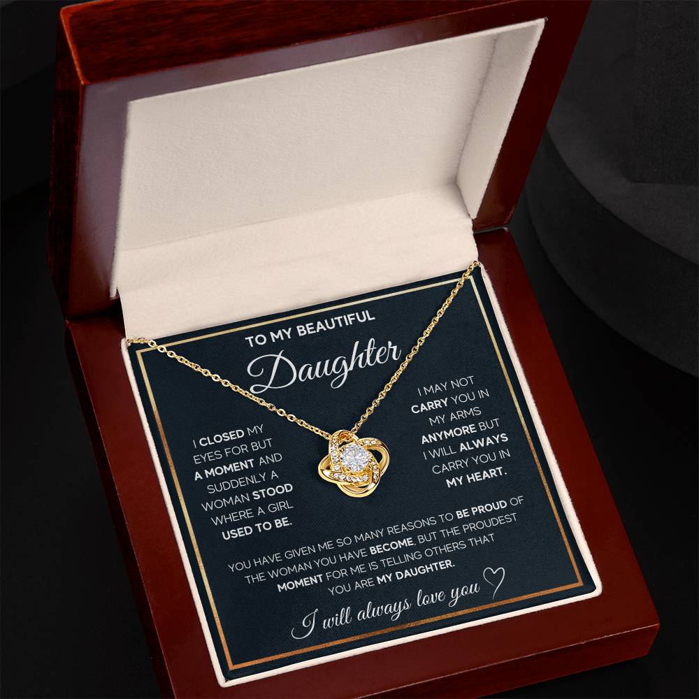 To My Daughter Proud Love Knot Necklace-[Heartfelt Family Gift]