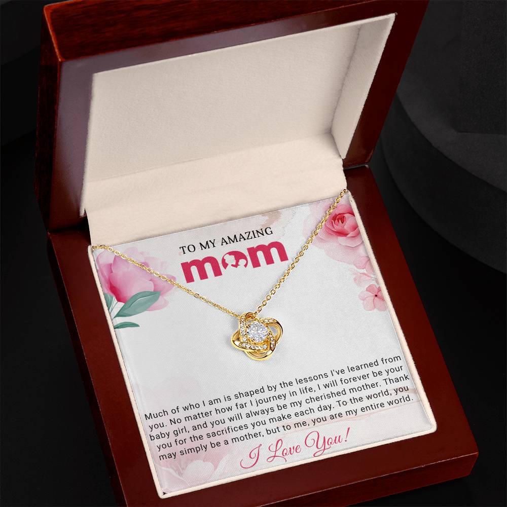 To My Amazing Mom Love Knot Necklace Gift