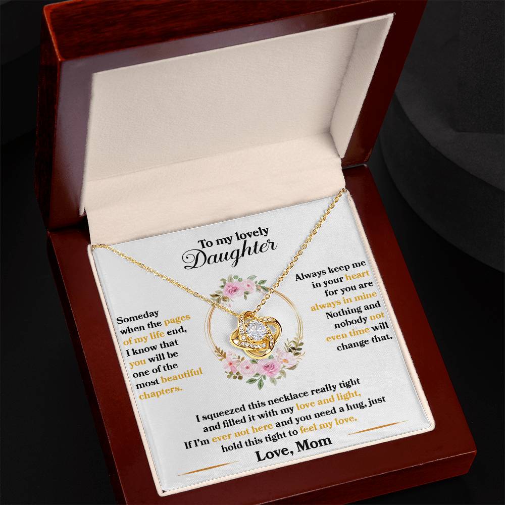 Daughter When The Pages of My Life End Love Knot Necklace-[Heartfelt Family Gift]