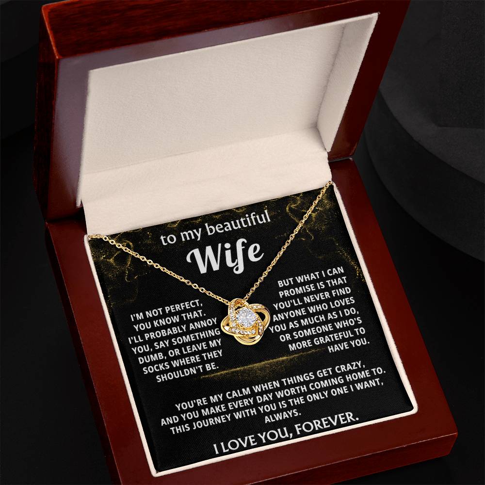 To My Wife Love Knot Necklace Gift