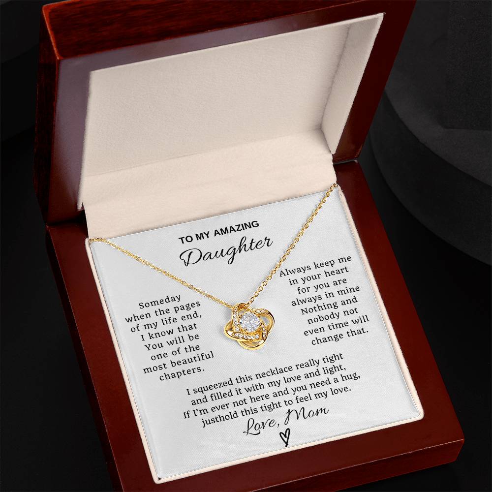 To My Daughter Love Knot Necklace  From Mom