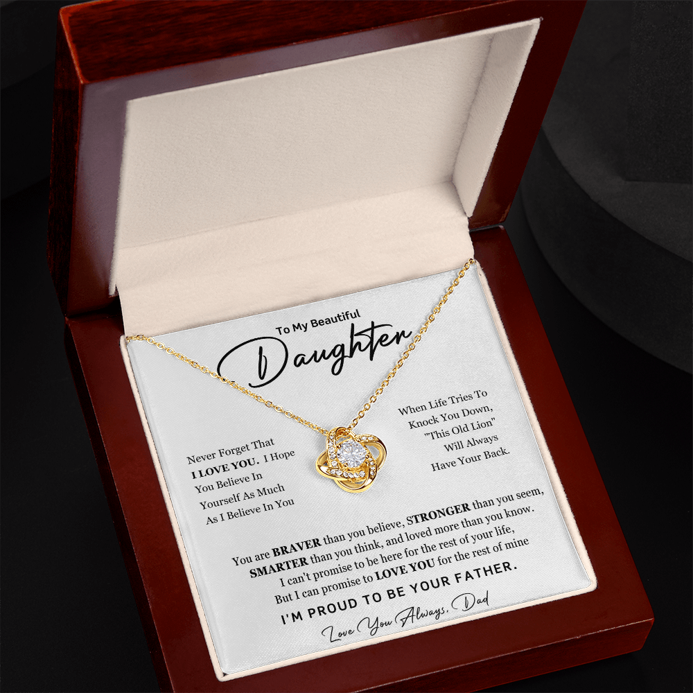 To My Daughter Love Knot Necklace