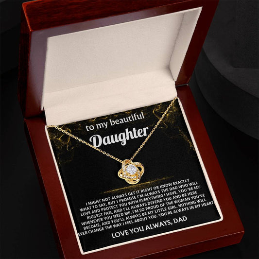 To My Daughter Love Knot Necklace, You'll always be my little girl