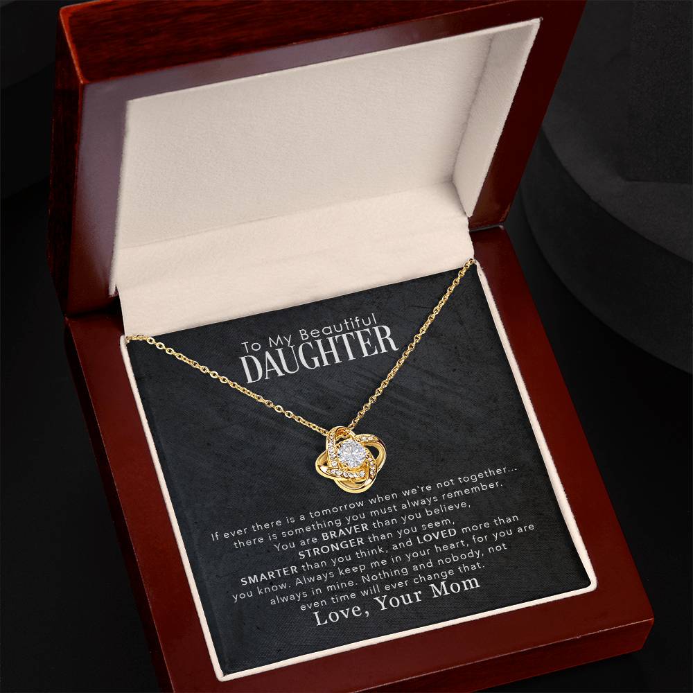 Daughter Love You More Than You Know Love Knot Necklace-[Heartfelt Family Gift]