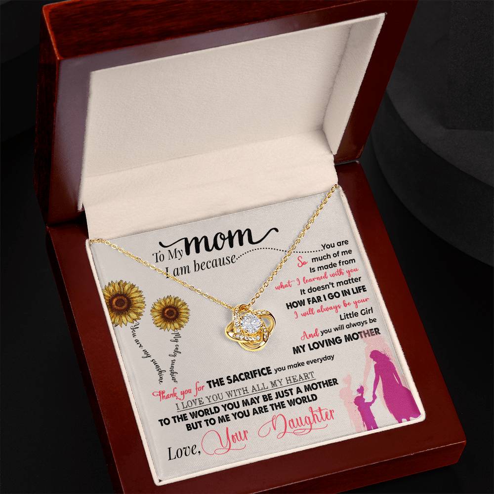 Mom You Are My Sunshine Love Knot Necklace-[Heartfelt Family Gift]