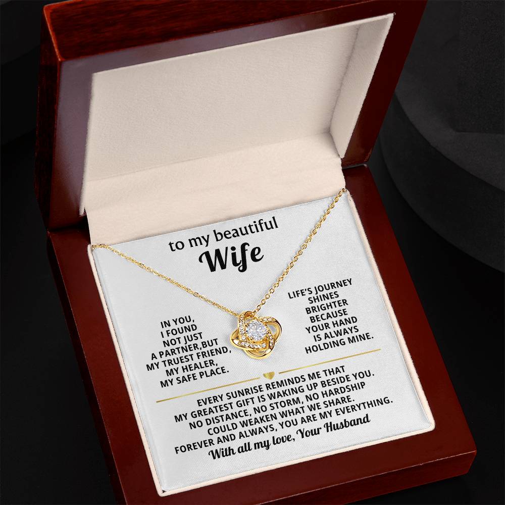 To My Beautiful Wife Love Knot Necklace