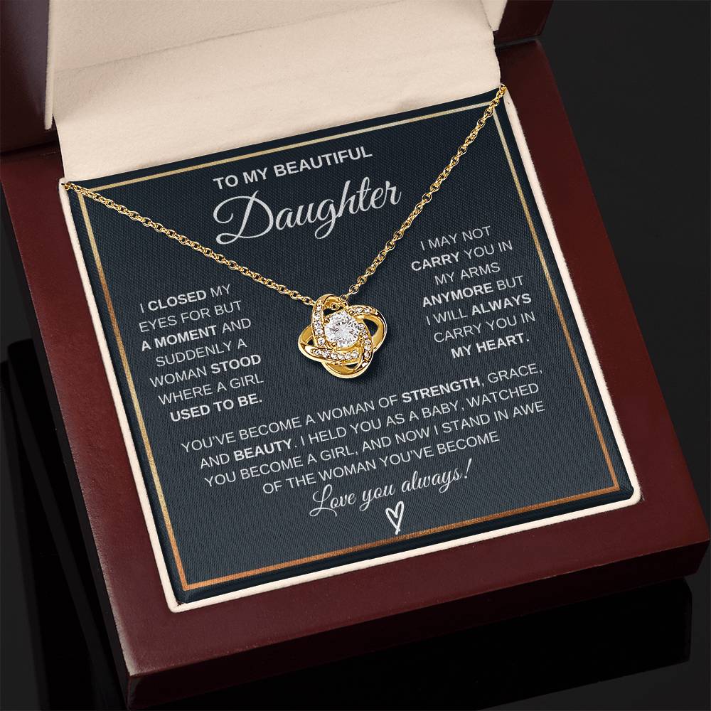 To My Daughter Love Knot Necklace