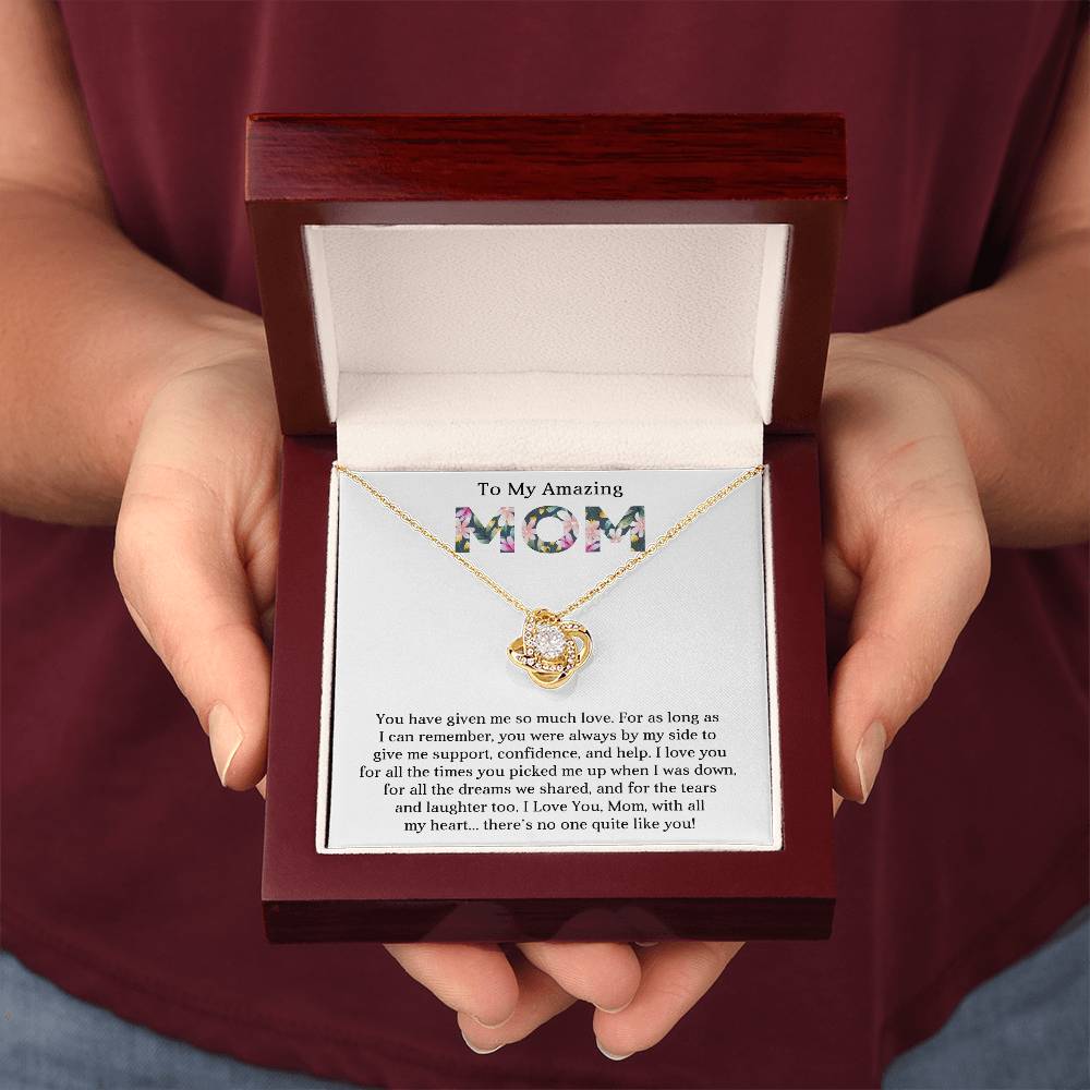To My Amazing Mom Love Knot Necklace Gift