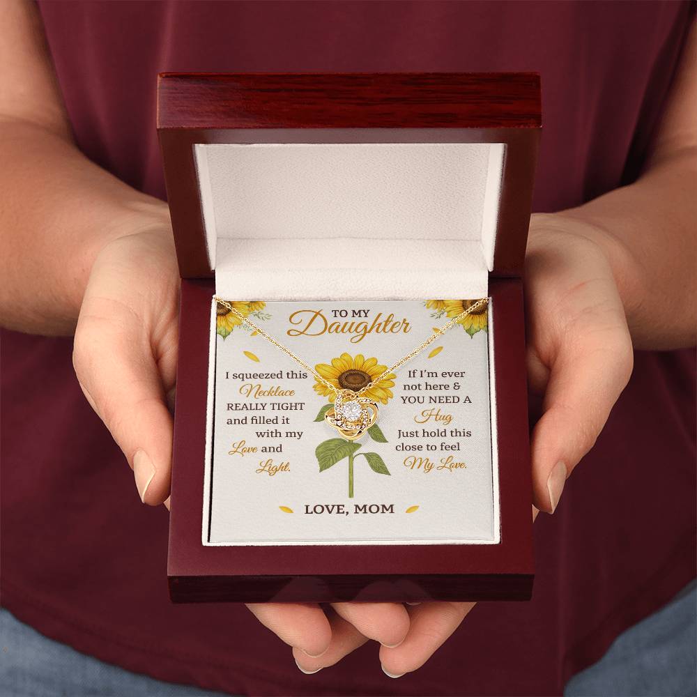 Daughter Sunflower Love Knot Necklace Gift from  Mom